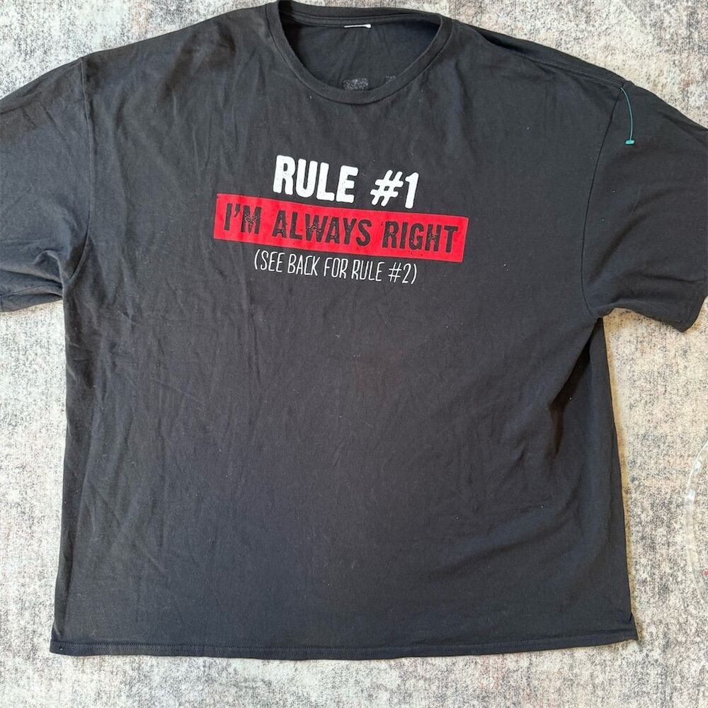 Delta Pro Weight Men's XL Black Graphic Tee "Rule #1, I'XL Always Right"